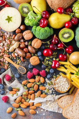 Yemek pişirmek için vegan gıda seçimi sağlıklı zengin lif kaynakları