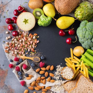Yemek pişirmek için vegan gıda seçimi sağlıklı zengin lif kaynakları