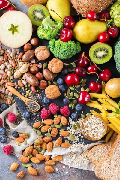 Выбор здоровых богатых источников клетчатки веганские продукты питания для приготовления пищи
