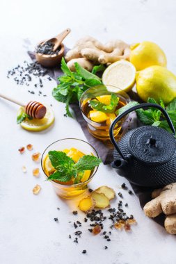 Japon Çin çay çaydanlık limon zencefil nane