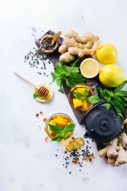 Japon Çin çay çaydanlık limon zencefil nane