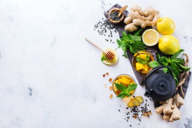 Japon Çin çay çaydanlık limon zencefil nane