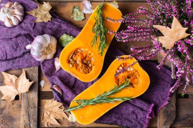 Sonbahar sonbahar hasat arka plan Balkabagi kabak ve biberiye ile