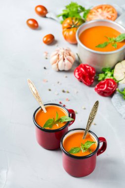 Sarımsak ile domates biber çorbası gaspaço