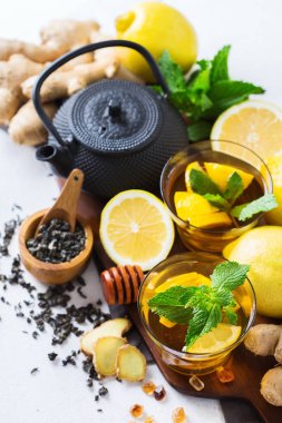 Japon Çin çay çaydanlık limon zencefil nane