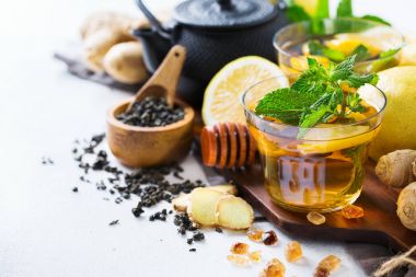 Japon Çin çay çaydanlık limon zencefil nane
