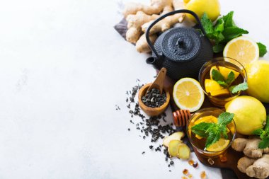 Japon Çin çay çaydanlık limon zencefil nane