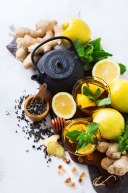 Japon Çin çay çaydanlık limon zencefil nane