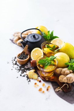 Japon Çin çay çaydanlık limon zencefil nane