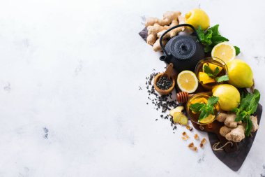 Japon Çin çay çaydanlık limon zencefil nane