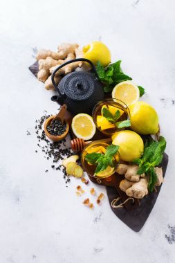 Japon Çin çay çaydanlık limon zencefil nane