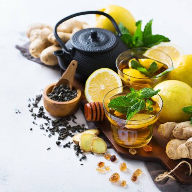 Japon Çin çay çaydanlık limon zencefil nane