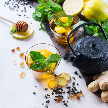 Japon Çin çay çaydanlık limon zencefil nane