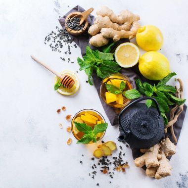 Japon Çin çay çaydanlık limon zencefil nane