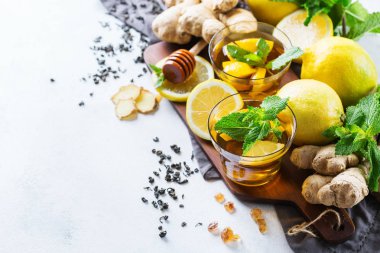 Japon Çin çay çaydanlık limon zencefil nane