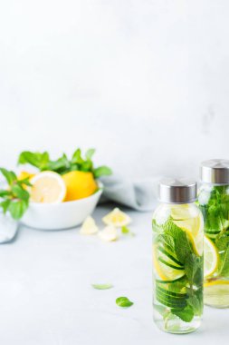 Taze serin limon salatalık nane suyu Detoks içecek infüzyon