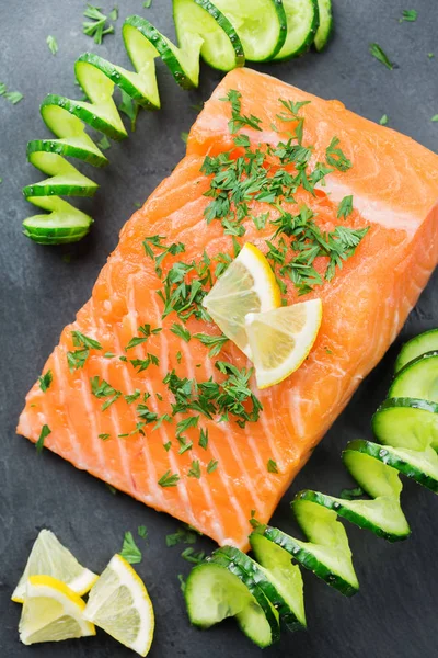 Raw salmon fillet for cooking japanese food — Stock Image Raw salmon fillet for cooking japanese food Stock Photo