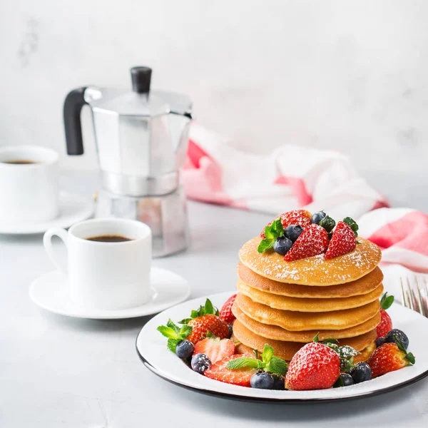 Nourriture Boissons Nature Morte Concept Nutrition Saine Pile Crêpes Maison — Photo