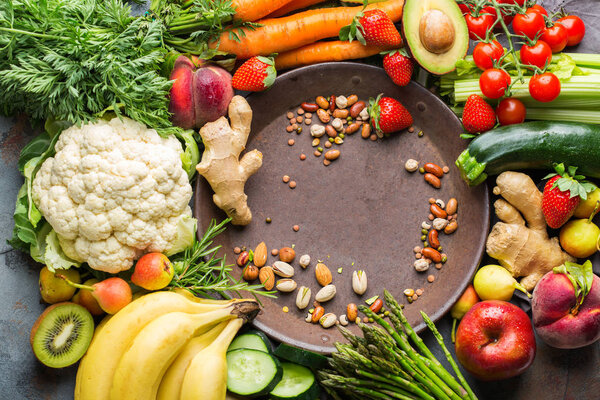 Healthy food for balanced alkaline diet concept