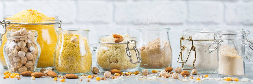 Gluten free food flour, almond, corn, rice, chickpea