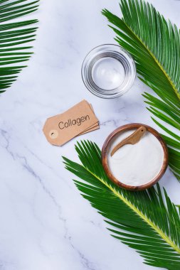 Collagen powder, skincare healthcare anti-aging beauty concept clipart