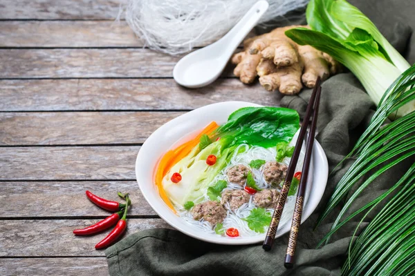 Eten Drinken Traditionele Aziatische Keuken Spicy Bee Hoon Bihun Soep — Stockfoto