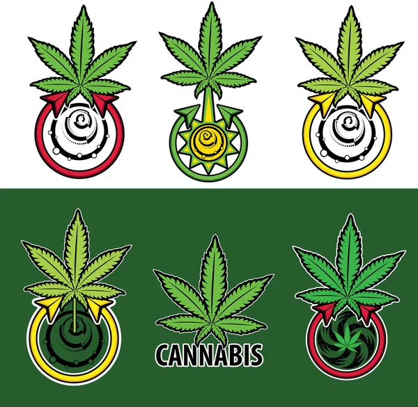 Cannabis Grüne Blatt Symbole — Stockfoto