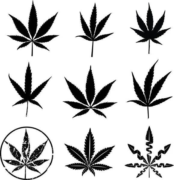 Cannabis Marijuana Blad Symbol Svart Färg — Stockfoto