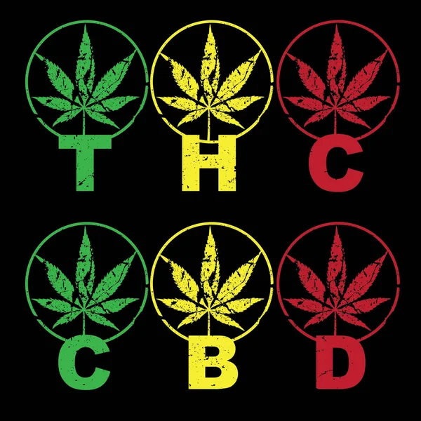 Ícones Folha Cannabis Maconha Fórmula Cbd Thc Ilustração Vetorial — Fotografia de Stock
