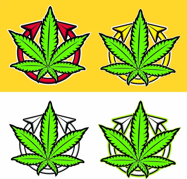 Marihuana Yeşil Yaprak Ikonları Vektör Illüstrasyonu — Stok fotoğraf