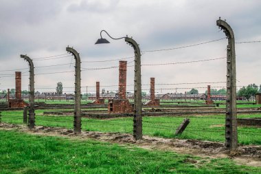 Auschwitz Birkenau, imha kampı, Polonya 'daki toplama kampı, Nazilerin toplama kampı, 2. Dünya Savaşı. Ölüm kampı. Hapishane yatakhaneleri. Soykırım Anıtı. Engelli evler. Kışlalar