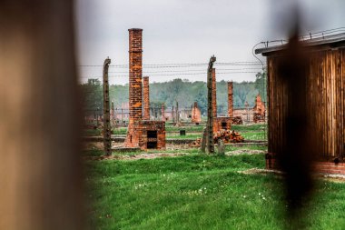 Auschwitz Birkenau, imha kampı, Polonya 'daki toplama kampı, Nazilerin toplama kampı, 2. Dünya Savaşı. Ölüm kampı. Hapishane yatakhaneleri. Soykırım Anıtı. Engelli evler. Kışlalar