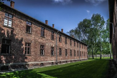 Auschwitz Birkenau, imha kampı, Polonya 'daki toplama kampı, Nazilerin toplama kampı, 2. Dünya Savaşı. Ölüm kampı. Hapishane yatakhaneleri. Soykırım Anıtı. Engelli evler. Kışlalar