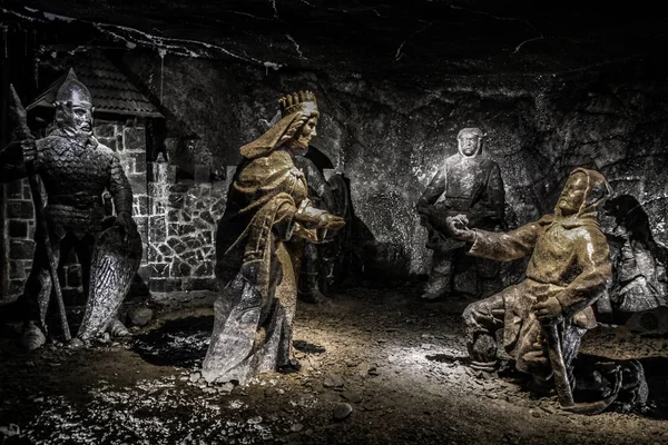 Wieliczka Salt Mine Perto Cracóvia Polónia Corredores Subterrâneos Lagos Degraus — Fotografia de Stock