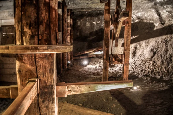 Inne Saltgruvan Wieliczka Nära Krakow Polen Underjordiska Korridorer Sjöar Och — Stockfoto