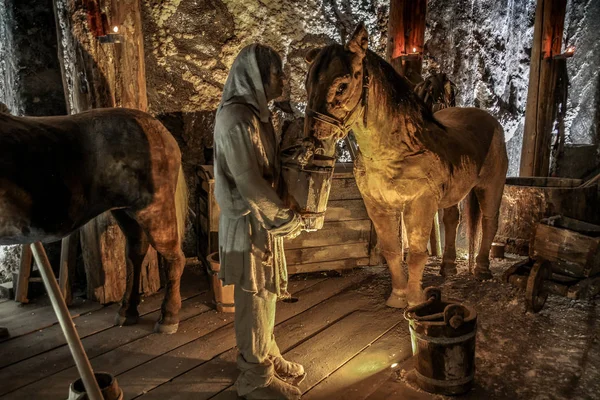 Krakow Polonya Yakınlarındaki Wieliczka Tuz Madeni Nde Yeraltı Koridorları Göller — Stok fotoğraf