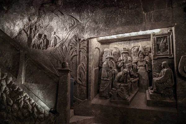 Wieliczka Salt Mine Krakow Poland Underground Corridors Lakes Steps Mines — Stock Photo, Image