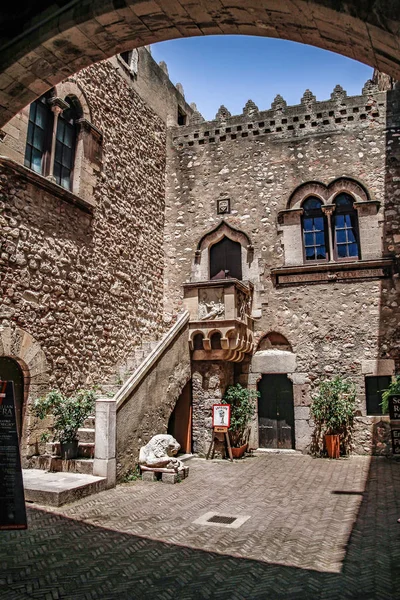 Taormina Sicilia Italia Vakkert Gammelt Teater Taormina Antikkens Greske Teater – stockfoto