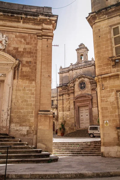 Birgu Malta Una Las Tres Ciudades Atracciones Maltesas Vittoriosa Bahía — Foto de Stock