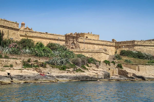 Malta Sea View Traditional Houses Walls Valletta Capital City Malta — Stock Photo, Image