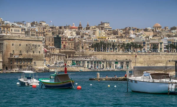 Мальта Морського Виду Традиційні Будинки Стіни Валлетти Столиці Мальти Рано — стокове фото