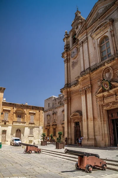 Mdina Malta Hermosa Vista Antigua Ciudad Medieval Estrecha Calle Mdina — Foto de Stock