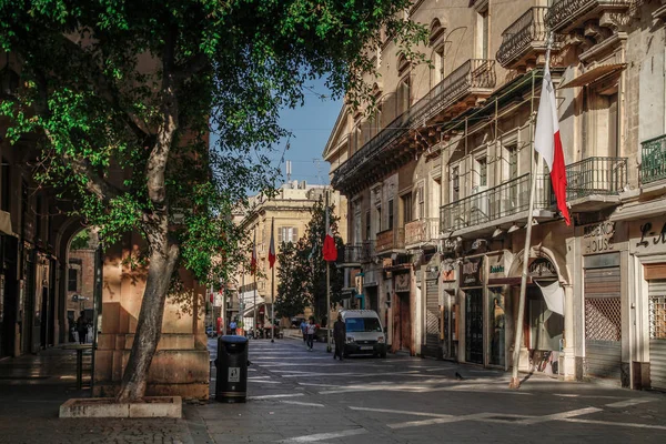 Valletta Cidade Malta Rua Estreita Valletta Capital Malta Arquitetura Tradicional — Fotografia de Stock
