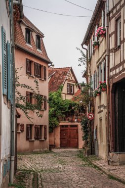 Eski Colmar kasabası, Alsace, Fransa. Petite Venice, su kanalı ve geleneksel yarım keresteli evler. Colmar Fransa 'nın Alsace şehrinde hoş bir kasabadır. Renkli romantik şehir Colmar 'ın güzel manzarası. Alsace Şarap Yolu