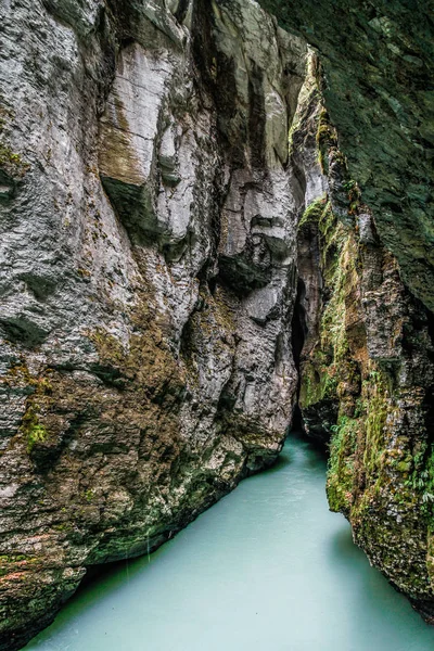 Φαράγγι Aare Μπλε Αλπικό Ποτάμι Ανάμεσα Στενά Βραχώδη Βράχια Που — Φωτογραφία Αρχείου
