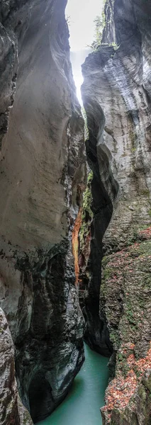 Φαράγγι Aare Μπλε Αλπικό Ποτάμι Ανάμεσα Στενά Βραχώδη Βράχια Που — Φωτογραφία Αρχείου