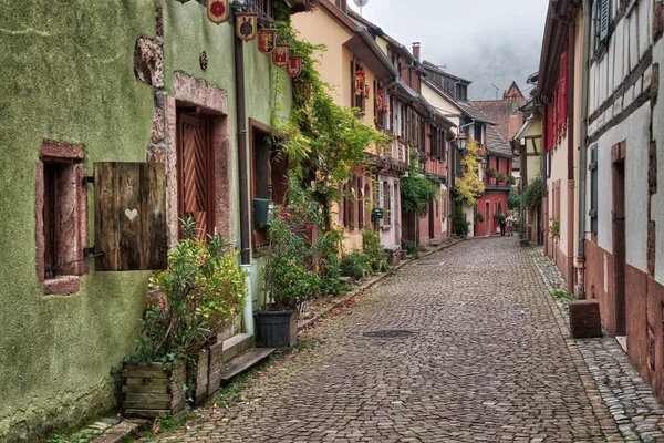 Muito Bem França Silêncio Pequena Alsácia Cidade Ribeauville Com Pessoas — Fotografia de Stock