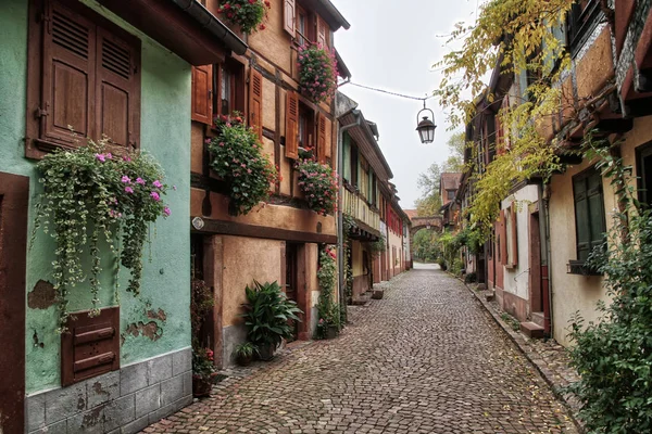 Ribeauville Franciaország Csendes Kis Alsace Város Ribeauville Emberek Utcán Történelmi — Stock Fotó