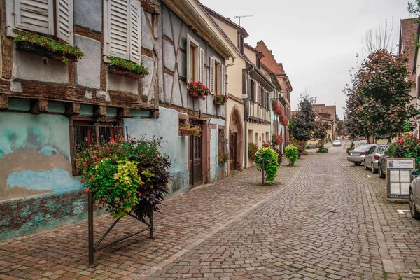 Bergheim Krásné Město Starými Domy Alsasku Francie Barevné Domy Ulice — Stock fotografie