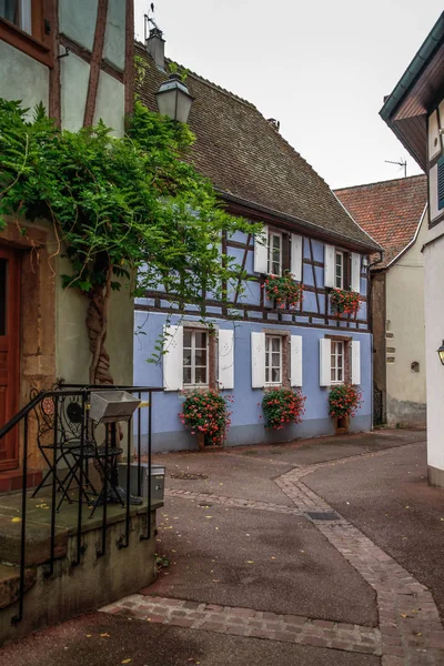 Beuatiful Falu Eguisheim Egusheim Elzászban Franciaországban Színes Házak Utcák Középkori — Stock Fotó